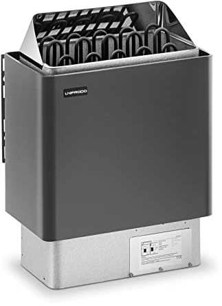 Uniprodo Stufa Elettrica per Sauna Forno per Sauna Finlandese UNI_SAUNA_G9.0KW (9 kW, 30-110 °C, 10 kg, Grigio/Argento)
