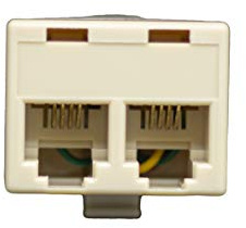 PRENDELUZ Clavija telefónica doble, 39.015/6/4/BT BL, con características técnicas para conexión dual, ideal para instalaciones de telefonía.