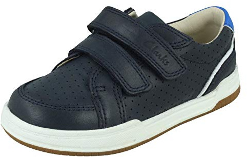 CLARKS Fawn Solo T Basket, Navy Leather, 26 EU Large