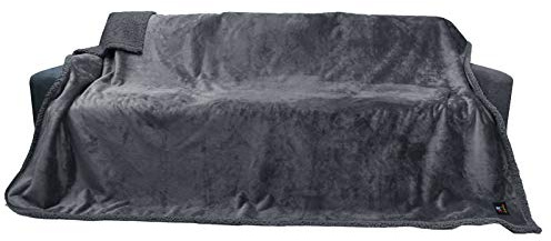 luciphia Manta Impermeable para Mascotas, Manta de Franela Mullida de Doble Capa para Perros Gatos Gris Oscuro XL (145 * 216cm)