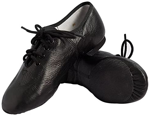 s.lemon Zapatos de Baile de Jazz con Cordones Cuero Suela Partida Zapatos de Danza Modern Jazz Negro 41