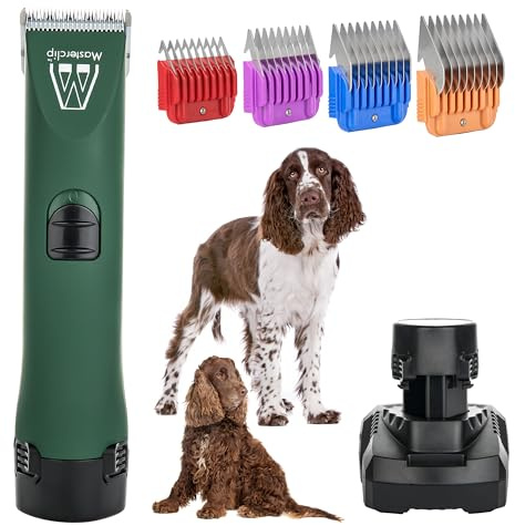 MASTERCLIP Cordless Dog Clipper for All Spaniels. Professional Grooming Set for Cocker, Springer, Field, Working and American Spaniel for All Silky, Feathered, Long, Wavy or Flat Coats