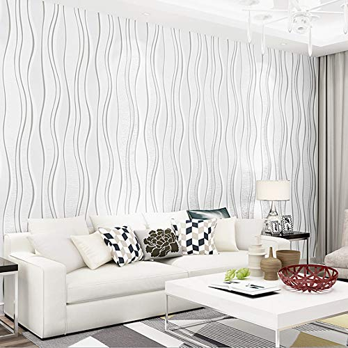 Moderno Minimalista Non Tessuto Carta Da Parati 3D Onda Verticale Strisce Camera Da Letto Soggiorno Divano TV Sfondo Parete Hotel Ristorante Negozio Decorazione 1.73'W x 32.8'L Non incollato