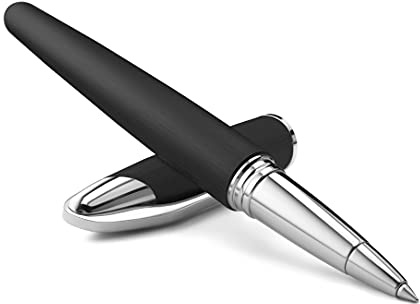 Colibri Equinox Tintenroller - Gebürsteter Schwarzes Stahl Und Chrom-akzenten - Edel Tintenroller - Feder-clip -. Kommt In Einer Schönen Geschenkbox - Geschenk Für Männer Und Frauen