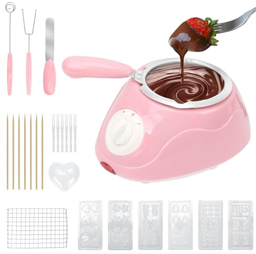 Outamateur Juego de fondue de fusión, mini olla eléctrica de chocolate, fuente de fondue de chocolate, máquina más cálida para chocolate con leche, queso, mantequilla, caramelos