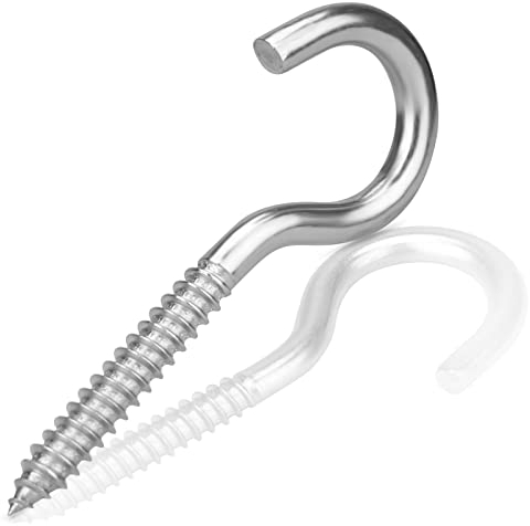 MOGADEE® Schraubhaken M8x100mm, 4 Stück Deckenhaken Edelstahl, Schwer Hakenschraube Groß, Haken zum Schrauben, Geeignet für Hängematten, Markisen, Hängesessel, Schaukelstühle, Festkabel, Blumenampel