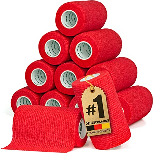 HUND IST KÖNIG selbstklebender Verband, elastische Binde 12x4,7m selbsthaftende Bandage, Haftbandage selbstklebend für Mensch & Tier, Fixierbinde - selbsthaftender Verband selbstklebend, Bandagen