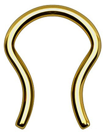 Piercingfaktor Fake Piercing Retainer gebogen Ring Septum Tragus Helix Ohr Nase Lippe Intim Nasenpiercing Ohrpiercing Hufeisen Horseshoe Gold 1,2mm