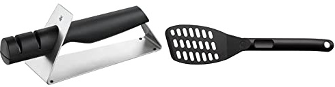 WMF Messerschärfer Gourmet Keramikscheiben 2 Stufen Vor- und Nachschleifen sichere Handhabung & Pfannenwender Kunststoff 31 cm, Wender mit Ablage-Knick und Aussparungen, spülmaschinengeeignet