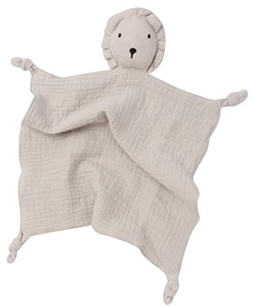 Surakey Löwe Schnuffeltuch Baby Schmusetuch mit Panda-Köpfchen Kuscheltuch,Stofftier Löwe,Baumwolle Musselin Tuch Babydecke Komfort für Neugeborene Babys - Geschenk zur Geburt Junge und Mädchen