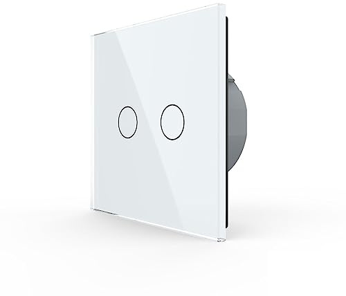 LIVOLO 2-facher Touch Serien Taster Lichtschalter für Haus-Automation 230V Trockenkontaktrelais Impulsschalter Nullleiter erforderlich 2-Weg Klingel Sensor Touchschalter Weiß VL-C702IH-11