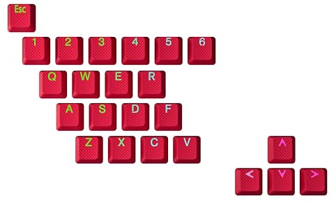 Geeky Gummiertes Tastenkappen-Set | Double Shot Translucent | ABS + TPR | OEM-Profil für mechanische Gaming-Tastatur (rot, 23 Tasten)