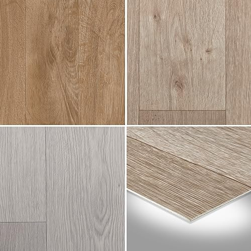 BODENMEISTER PVC Bodenbelag Vinylboden Meterware 2m, 4m breit, BM70439 | Farb- und Größenauswahl | Variante: Holzoptik Diele Eiche creme hell, 350 x 400 cm