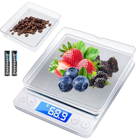 Digital Pocket Scales, 3000g/0.1g Kitchen Scales LCD Display Bilancia Cucina Digitale Elettroniche 6 Unità per Gioielli Caffè Ingredienti