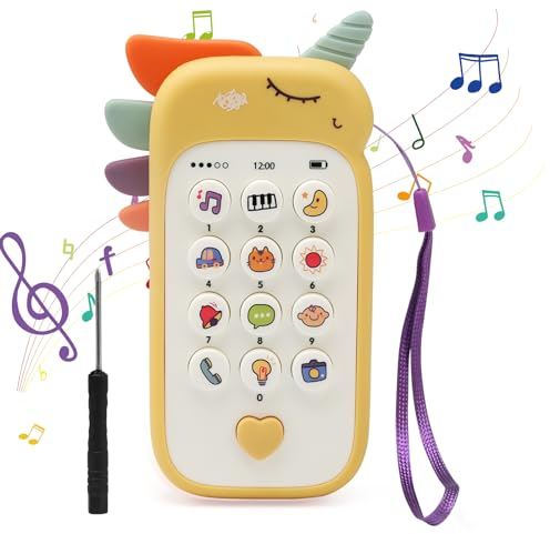 Goorder Musikspielzeug Baby Handy Spielzeug ab 1 Jahr, Interaktives Sensorik Spielzeug Kinderspielzeug Lernspielzeug Geburtstag Weihnachten Geschenk für Kleinkinder 6 12 18 Monate (Gelb)