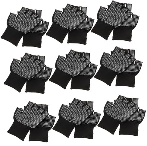 ANDRESLAD 15pairs Non-slip Nylon Coated Gloves Half Finger Safety Work Gloves for Men Food Prep Industry Use