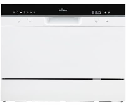 Willow WTTD6W 55cm Tabletop Dishwasher with 6 Place Settings, 7 Programmes, Delay Function, Cutlery Basket, LED Indicator - White