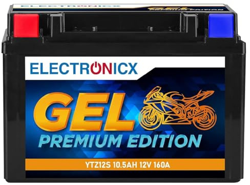 Electronicx YTZ12S GEL Motorradbatterie 12V 10,5Ah 160A – wartungsfreie, versiegelte Starterbatterie für Motorrad, Roller & Powersport – vibrationsfest, auslaufsicher, kompakt & sofort einbaufertig