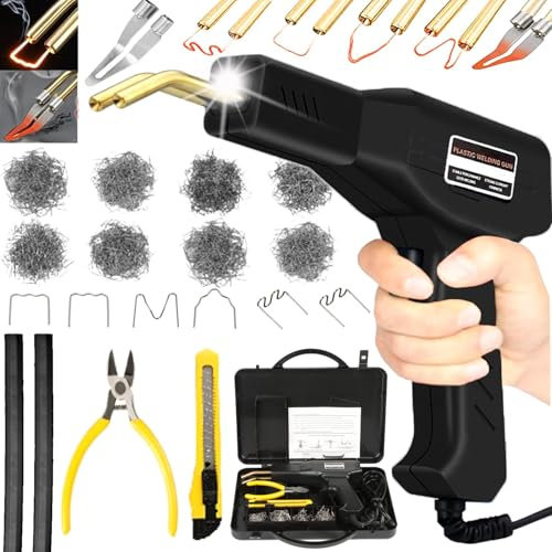 220W Soudage Plastique Machine, 220V Souder Plastique Machine, 2 en 1 Kit de Soudage Plastique avec 800PCS Agrafeuse Chaud, Kit Reparation Souder Plastique pour Réparation de Pare-Chocs Voiture (noir)