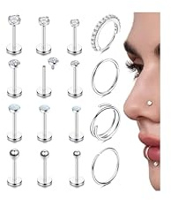 JeweBella 16 g Helix piercingar kirurgiskt stål tragus piercing guld silver conch labenpiercing näspiercing septum läpppiercing medicinska örhängen piercing öra monroe medusa öronpiercing set, Kubisk