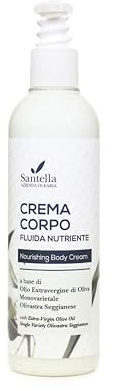 Santella Crema Corpo con Olio Extravergine d'Oliva Monovarietale Olivastra Seggianese – Idratante e Nutriente, Pelle Morbida e Setosa, Formula Naturale