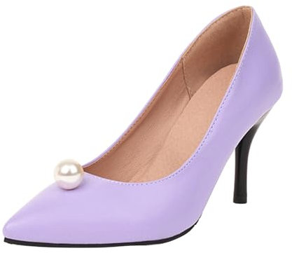 Generisch Pumps, scarpe da donna con tacco alto, scarpe da sposa, scarpe con tacco a blocco, scarpe da donna, eleganti e comode, scarpe da sera, scarpe da sposa, scarpe basse, Lilla, 37