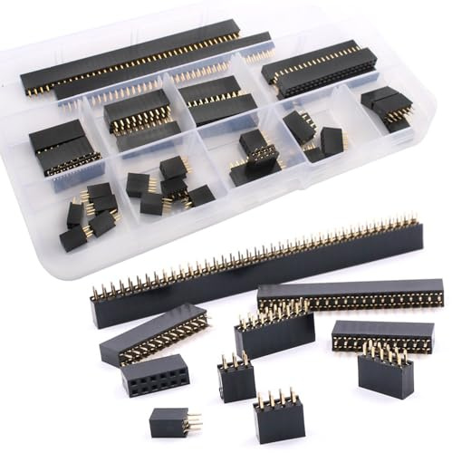 RUNCCI-YUN 35 Stück 2,54 mm PCB-Platinenstecker Kit (2 x 2/3/4/5/6/8/10/12/20/40 Pin) für Arduino Stackable Shield