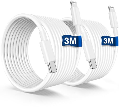 USB C to Lightning Cable 3M 2Pack [Apple MFi Certified] iPhone Fast Charging Cable USB-C iPhone Charger Lead for iPhone 14 Pro Max/13 Pro/12 Mini/11/8 Plus/XS/XR/SE/iPad, Type C Fast Charge Wire Cord