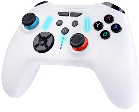Semaiki Wireless Controller für Switch/Switch 2/Lite/OLED/PC | Wireless Switch Pro Controller mit Dual Vibration/6 Achsen Gyroskop/Turbo (weiß)