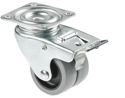 rueda - rueda doble de polipropileno, con diámetro de 50 mm, incluye placa y freno para mayor estabilidad y control en desplazamientos.