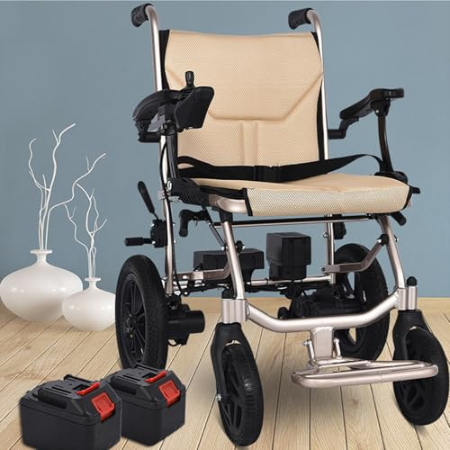 Generico Sedia A Rotelle Elettrica Leggera Pieghevole Doppio Comando Poggiapiedi Mobile Autonomia di Crociera 20 Chilometri Controllo Intelligente per Anziani E Disabili