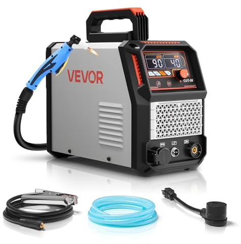 VEVOR Découpeur Plasma, 50 A, Machine de Découpe Plasma 220 V avec Fonction 2T/4T, Onduleur IGBT, Affichage Numérique, Commande Intelligente, Temps PT/PA Réglable pour Réparation à Domicile, Atelier