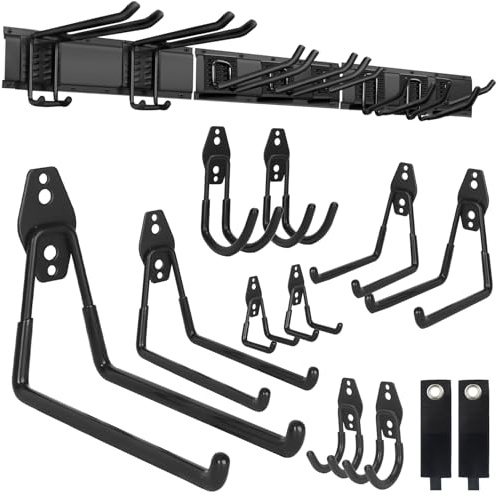PIYILO Garden Tool Organizer 48 inches with 18 Garage Wall Hooks in 9 Types