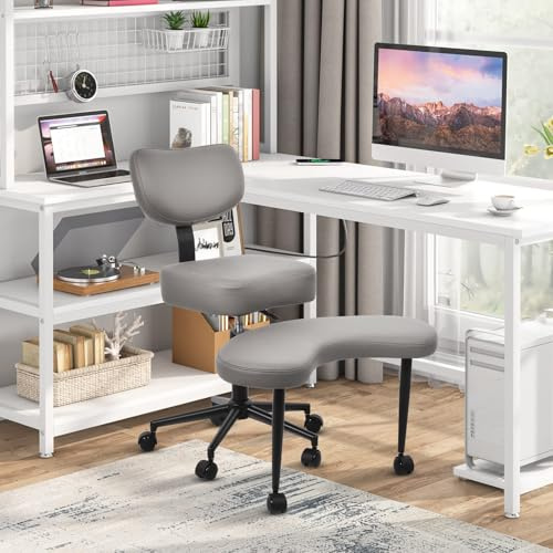 Neuer Meditationsstuhl, Bürostuhl mit gekreuzten Beinen und ADHS mit Rädern, ergonomische Rückenstütze und Beinstütze, höhenverstellbarer Sitz für Meditation, Home Office, Starke Lendenwirbelstütze