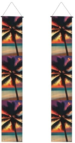 Veranda-Banner, Motiv: tropische Strandpalme, Sonnenuntergang, Outdoor-Banner, Thanksgiving-Dekorationen, für alle Feiern