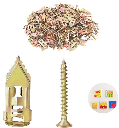 100 Pièces Chevilles à Expansion avec Vis pour Plaques de Plâtre, Chevilles Murales en Acier Galvanisé, Vis Autoforeuse Metal,Installation Facile sans Perçage, pour Accrocher Cadres, Lampes