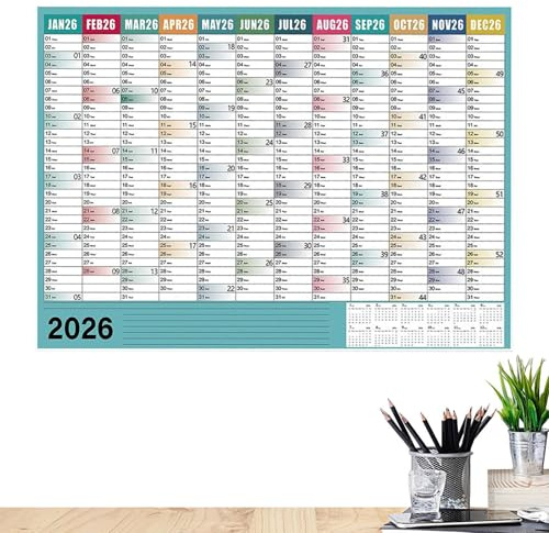 Jvjggag Calendario grande 2026-29 x 20 pulgadas, suministros de oficina grandes | Calendario mensual de pared, para estudio mental, tareas escolares, limpieza del hogar, ejercicio, entrenamiento