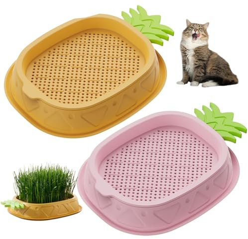 NIDONE 2Pcs Cat Grass for Indoor Cats, Soilless Hydroponic Cat Grass Seeds Growing Box Layered Self Planting Catnip Seeds Box