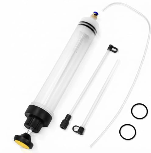 Ölabsaugpumpe 500ml, Ölabsaugspritze mit Schlauch & Verlängerungsrohr, Handpumpe Ölspritze für Auto, Motorrad, Getriebeöl, Bremsflüssigkeit, Kühlmittel und Wasser (1er-Set)