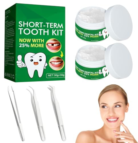 2 Pcs Cemento Dental Permanente Empaste Dental Rellena Las Caries Repara Rápidamente Los Dientes Dañados O Rotos Apto Para Uso Diario Ocasiones Sociales Entrevistas De Trabajo Fiesta Con 3 Pinzas