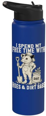 Hoes Dirt Bags Funny Gardening Pun Sarcastic Possum Stainless Steel Insulated Water Bottle
