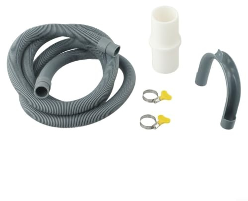Ablaufschlauch-Verlängerung für Geschirrspüler, 2 m, extra lang, für Waschmaschine, Abflussrohr-Adapter, Anschluss grau (2 m)