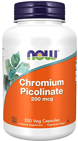 Now Foods, Chromium Picolinate, 200mcg, 250 Vegan Capsules, Trace Mineral, Chromium, Gluten Free, SOYA Free, Vegetarian