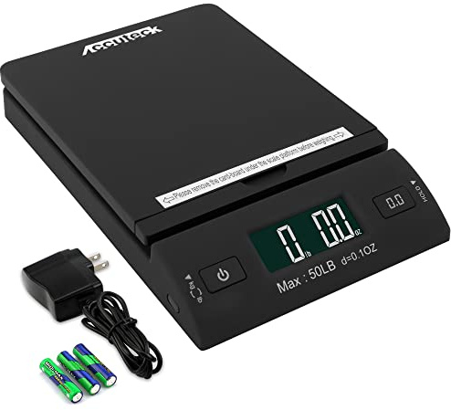 Accuteck 50 lb All-in-One Black Digital Shipping Postal Scale with Adapter (W-8250-50B)