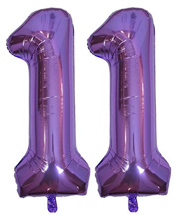 DIWULI Luftballon 11 Geburtstag XXL Lila, Zahlen-Ballon Deko