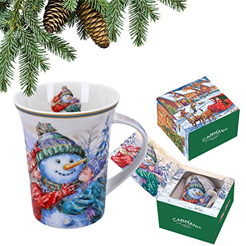 CARMANI - Taza de porcelana decorada con temática navideña de 350 ml.