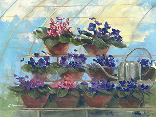 Feeling at home KUNSTDRUCK auf MATTE PAPIER 220gr Veilchen Rowan Carol - Blumen horizontal Poster Decorativess Gartenbank Bouq Bild auf Papier cm_42_X_56