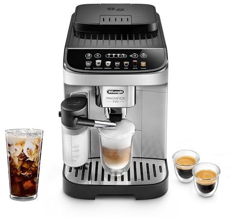 De'Longhi Magnifica Evo Automatic Espresso & Coffee Machine with Auto Milk Frother, Built-in Grinder & Auto-Clean Function - For Latte, Cappuccino, Americano, Iced Coffee, ECAM29084SB , Silver