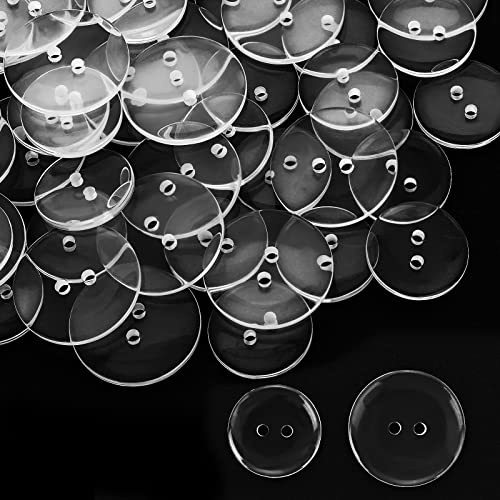 Prasacco 50 Pcs Clear Round Resin Sewing Buttons - 2 Sizes (20mm, 25mm) Shirt Buttons