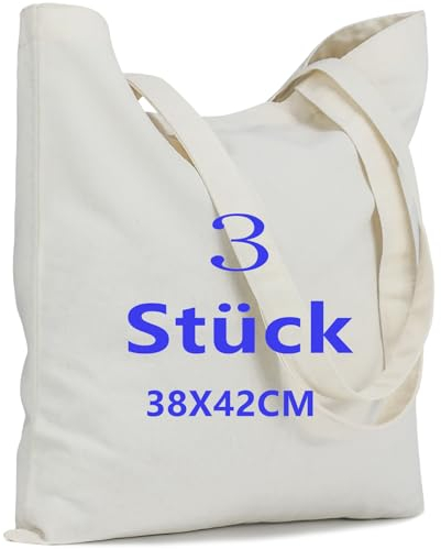 Segeltuchtaschen können bemalt werden Jutetasche bemalbar Einkaufstasche faltbar-38x42cm Einfache und praktische Stofftasche, leicht zu tragen.Erhältlich in Beige und Schwarz. (5, Beige) (3, Beige)